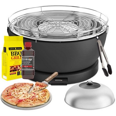 vesuvio grill anthracite - kit with ignition gel + charcoal 3 kg + tongs + p stone